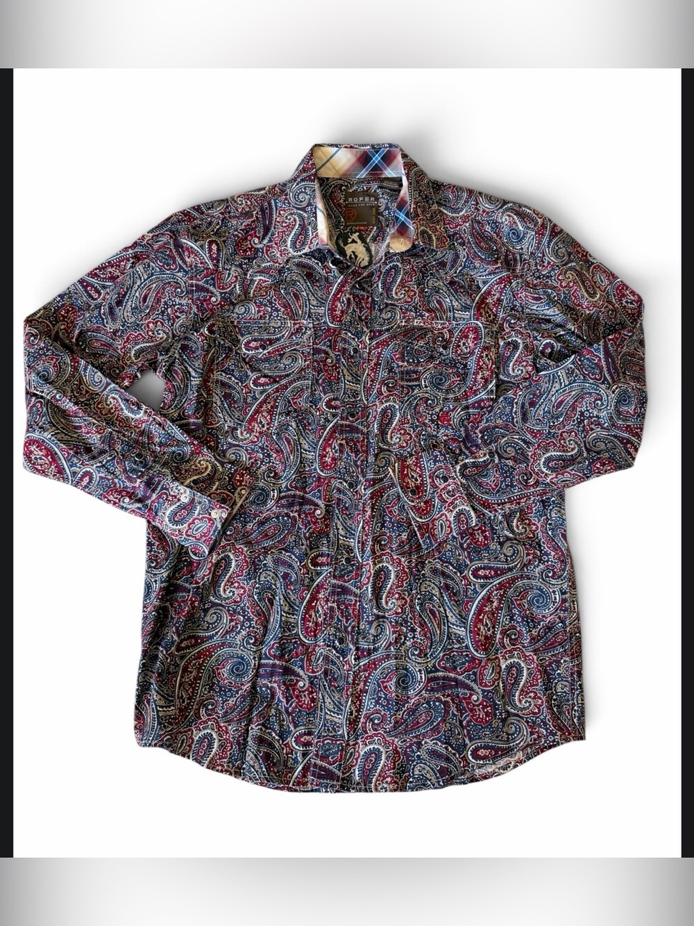 Vintage Roper Pendleton roundup western cowboy snap button paisley shirt M